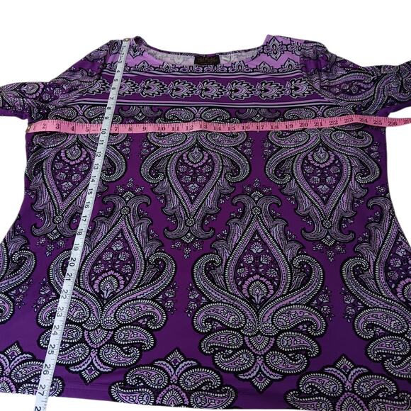 BOB MACKIE Stretchy Tunic Top Blouse Plus 1X Purple Career Office Travel Trip - Picture 3 of 8